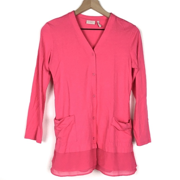 LOGO LORI GOLDSTEIN Top Girl’s Tunic Ruffle Flutter Hem Button Up Minimalist XXL - Picture 1 of 7